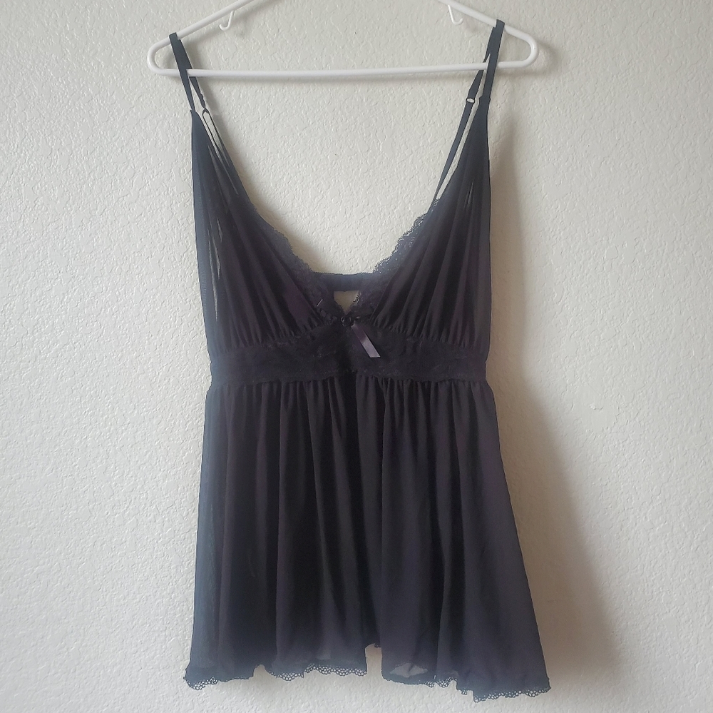NWT Intimate Attitudes Black Mesh Lingerie Cami